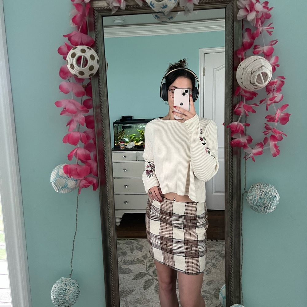 H&M Plaid cotton wool skirt